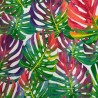 Tissu à motifs de feuilles tropicales | Tissu multicolore lumineux | Tissu tropical