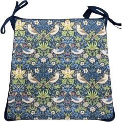 Cuscino per Sedia con Seduta Affusolata Strawberry Thief Navy | Cuscini per Sedie con Stampa di William Morris