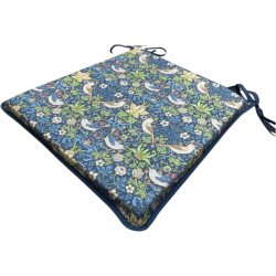 Cuscino per Sedia con Seduta Affusolata Strawberry Thief Navy | Cuscini per Sedie con Stampa di William Morris