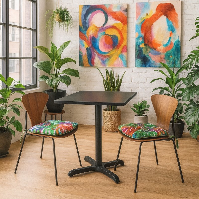 Coussin d'assise conique à motif de feuilles tropicales | Coussins d'assise multicolores modernes |