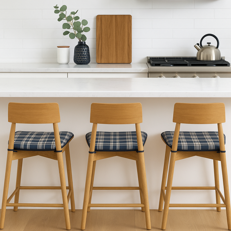 Coussins de siège coniques en denim à carreaux Highland | Coussins de chaise coniques à carreaux