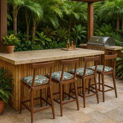 Coussins d'assise coniques en tapisserie naturelle de forêt tropicale | Coussins d'assise coniques jungle