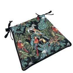 Coussins de siège coniques motif tapisserie forêt tropicale noire | Coussins de siège coniques jungle
