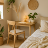 Coussins d'assise coniques en lin uni | Coussins d'assise coniques beiges avec attaches |
