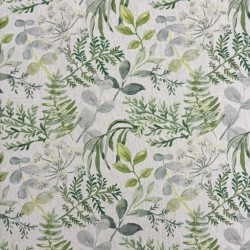 Tessuto floreale verde e grigio | Tessuto a motivi | Tessuto stampato con fogliame