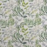 Green & Grey Floral Fabric | Patterned Fabric | Foliage Printed Fabric