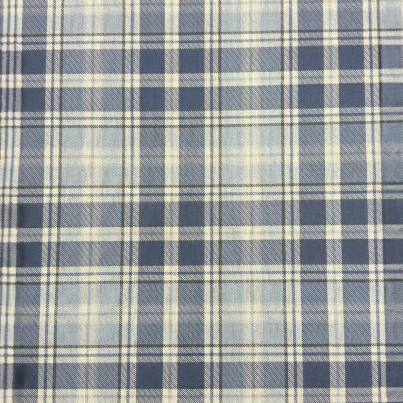 Tissu denim à carreaux Highland | Tissu à carreaux tartan bleus | Carreaux bleus