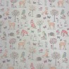 Tessuto con Animali del Bosco | Tessuto per Artigianato | Tessuto Multicolore con Animali