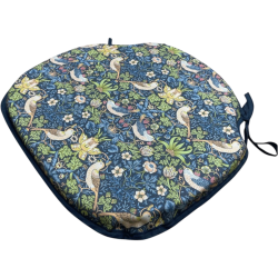 Coussin de siège à fuseaux bleu marine Strawberry Thief | Coussins de chaise à fuseaux à motifs floraux |