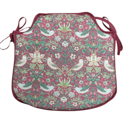 Coussin d'assise Strawberry Thief Crimson Spindle | Coussins de chaise à fuseaux à motif floral