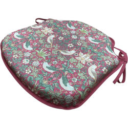 Coussin d'assise Strawberry Thief Crimson Spindle | Coussins de chaise à fuseaux à motif floral
