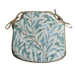 Coussin de chaise à fuseaux, tapisserie motif branches de saule et embruns | Coussin de chaise bleu-vert