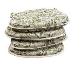 Green & Grey Floral Spindle Seat Pads | Green Leafed Spindle Chair Pads