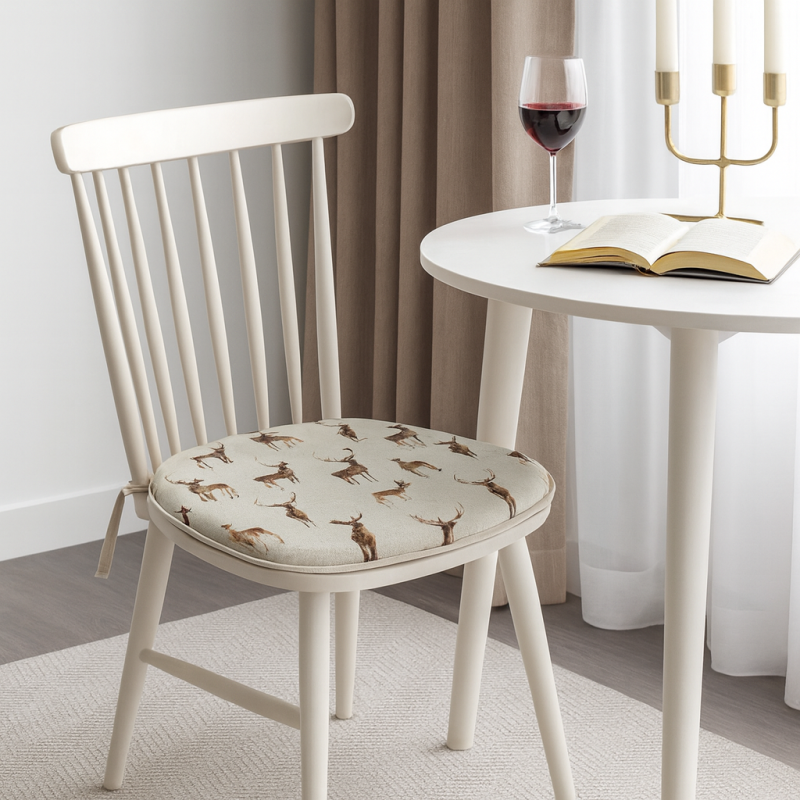 Stag & Deer Spindle Seat Pads| Non-slip Animal Print Spindle Seat Pads