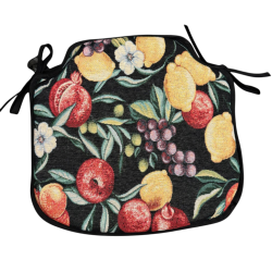 Schwarze Früchte Gobelin Spindelsitzkissen | Frucht-Design Spindelstuhlpolster