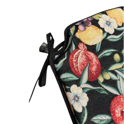 Black Fruits Tapestry Spindle Seat Pad | Fruit Design Spindle Chair Pad