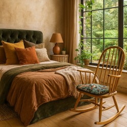 Coussin de chaise à fuseaux en tapisserie Forêt tropicale noire | Coussin de chaise à fuseaux en tapisserie