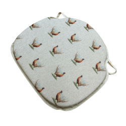 Spindle Shaped Pheasant Seat Pads | Pheasant Print Spindle Chair Pads