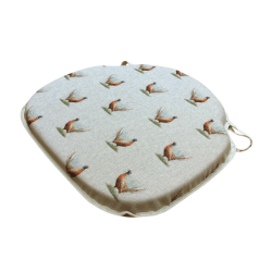 Spindle Shaped Pheasant Seat Pads | Pheasant Print Spindle Chair Pads