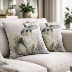Großes Wendekissen mit Kaninchenmotiv | Wendekissen | Kaninchenkissen