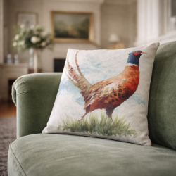 Grand coussin réversible motif faisan | Coussin réversible | Coussin motif faisan