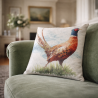 Grand coussin réversible motif faisan | Coussin réversible | Coussin motif faisan