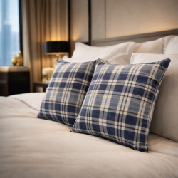 Highland Check Denim Cushions | Blue Checked Cushions | Tartan Cushion