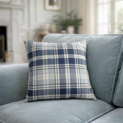 Highland Check Denim Cushions | Blue Checked Cushions | Tartan Cushion
