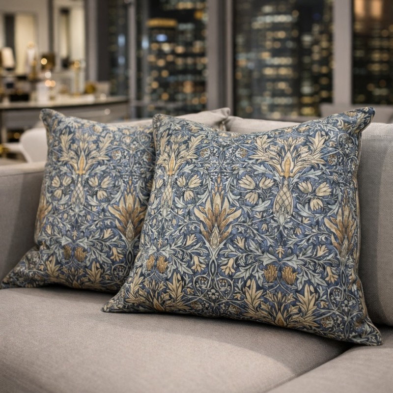 Coussins en denim à motif tête de serpent | Coussins décoratifs à motifs | Coussins bleus