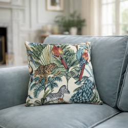 Coussins en tapisserie inspirés de la forêt tropicale naturelle | Coussins de canapé en tapisserie à motifs