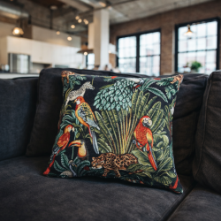 Black Rainforest Tapestry Square Cushions | Patterned Tapestry Cushions