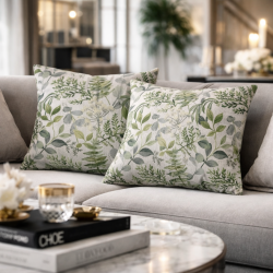 Green & Grey Floral Cushions | Modern Flower Cushions | Flowery Cushions