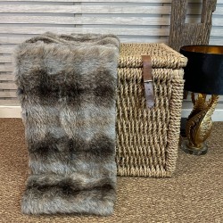 CLEARANCE! Grey Wolf Faux Fur Bed Runner | Striped Fur Bed Runner