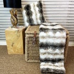 CLEARANCE! Italian Wolf Faux Fur Bed Runner | Striped Fur Bed Runner
