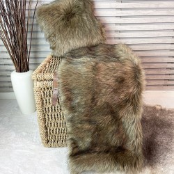 CLEARANCE! Fossa Faux Fur Bed Runner | Long-Haired Brown Fur Runner