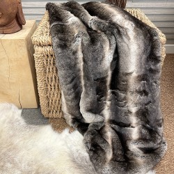CLEARANCE! Dark Chinchilla Faux Fur Bed Runner | Striped Fur Bed Runner