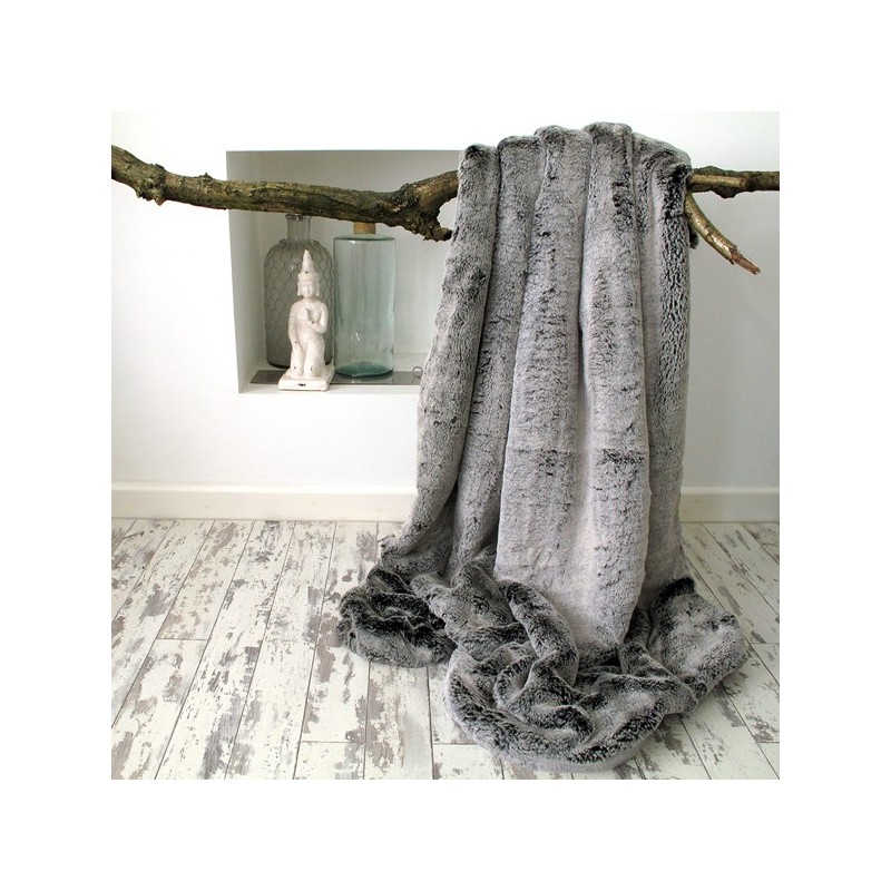 LIQUIDAZIONE! Coperta in Finta Pelliccia di Koala Base Nera | Coperta da Divano in Finta Pelliccia Grigia