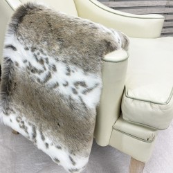CLEARANCE! Beige Lynx Faux Fur Bed Runner | Animal Print Bed Runner