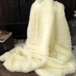CLEARANCE! Cremefarbener Kunstpelz-Überwurf im Eisbär-Design | Cremefarbener Pelz-Sofaüberwurf