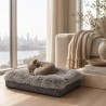 Large Genuine Sheepskin Orthopaedic Dog Bed. Grey Memory Foam Dog Bed