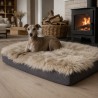 Large Genuine Sheepskin Pet Bed. Oyster Long Haired Orthopaedic Dog Bed