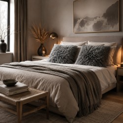 Genuine Sheepskin Cushions 40cm | Pair Of Grey Long Haired Sheepskin Pillows