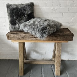 Pair Of Grey Long Haired Genuine Sheepskin Cushions 40cm