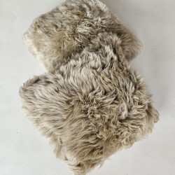 Pair Of Oyster Long Haired Genuine Sheepskin Cushions