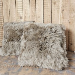 Pair Of Real Sheepskin Taupe Cushions 40cm