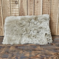 Pair Of Rectangular Cushions Genuine Sheepskin Oyster 30x50cm