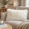 Two Real Sheepskin Rectangular Cushions Cream 30x50cm