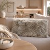 Paire de coussins rectangulaires en véritable peau de mouton taupe 30x50cm