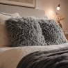 Two Large Grey Genuine Sheepskin Cushions 50cm