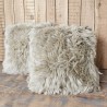 Two Light Beige Genuine Sheepskin Cushions 50cm